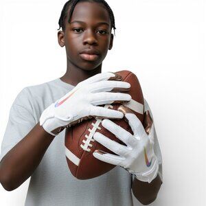 Nike Men' Sz M White/Iridescent Vapor Jet 7.0 Wide-Receiver Football Gloves